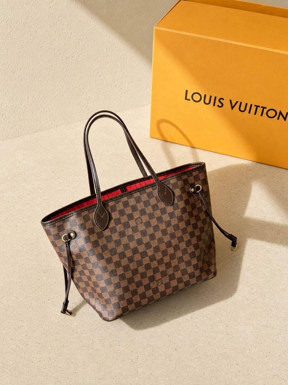 Louis Vuitton Neverfull Brown Damier Ebene Canvas Tote Bag - Picture 2 of 6
